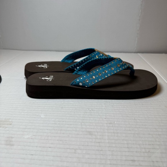Corkys Teal Studded Flip Flops - Picture 6 of 8